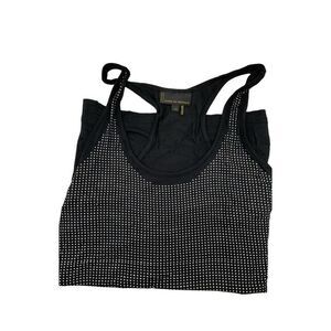 Jeans by Buffalo Tank Top Tunic Scoop Neck Rhinestone Glam Black Small